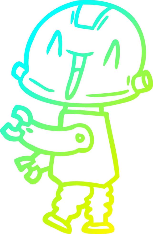 cold gradient line drawing cartoon robot vector
