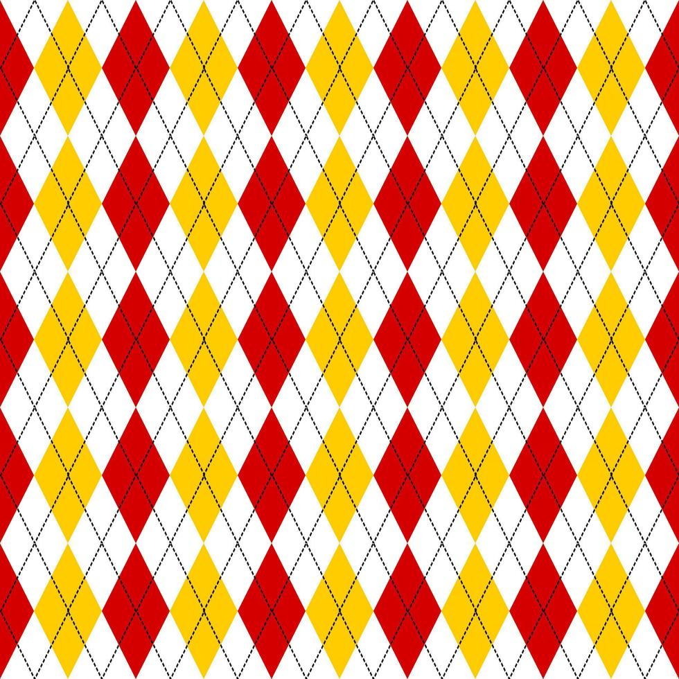 argyle amarillo rojo patrón diseño sin costuras vector