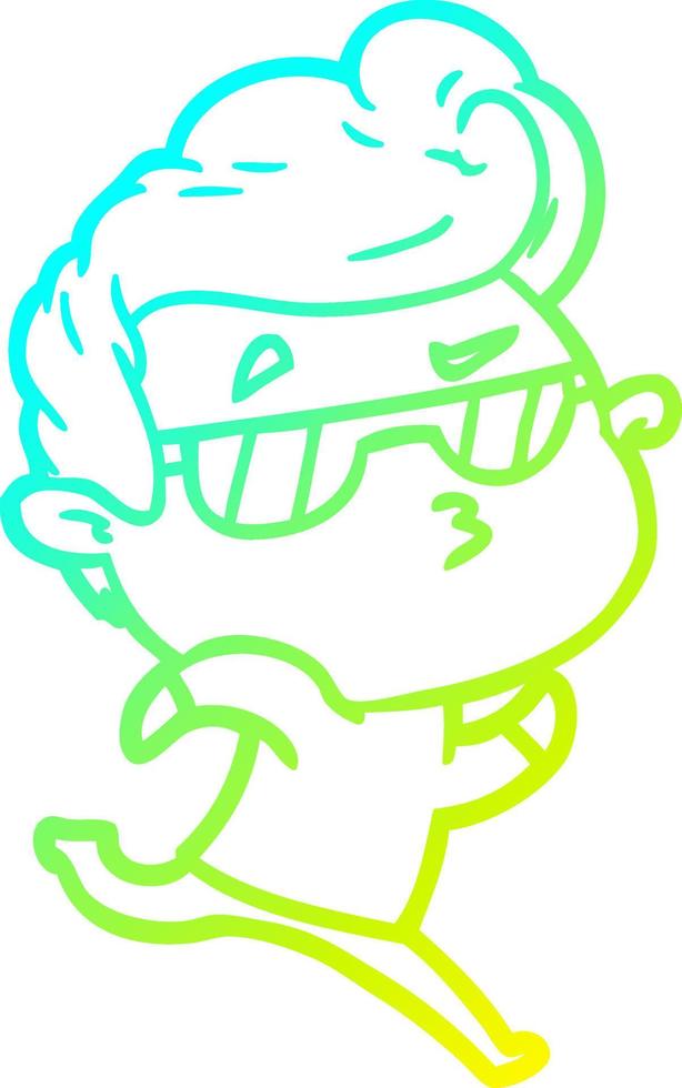 cold gradient line drawing cartoon cool guy vector