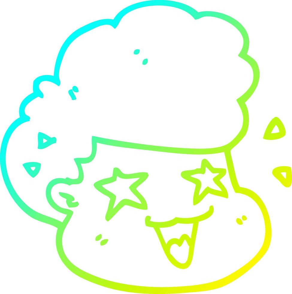 cold gradient line drawing cartoon excited boy vector