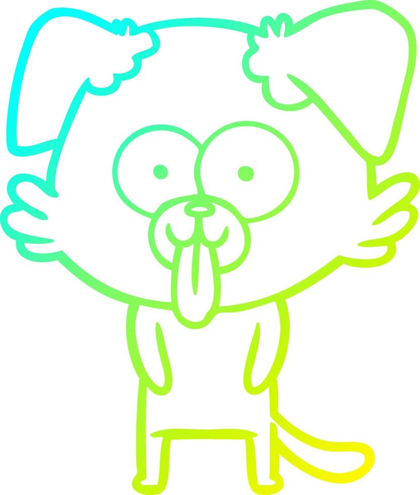 cold gradient line drawing cartoon dog with tongue sticking out vector
