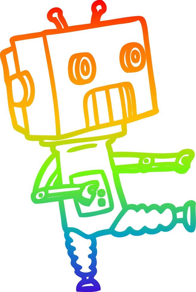 rainbow gradient line drawing cartoon robot vector