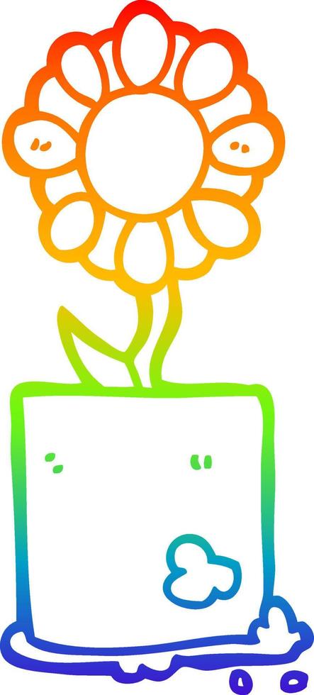 rainbow gradient line drawing cartoon flower vector