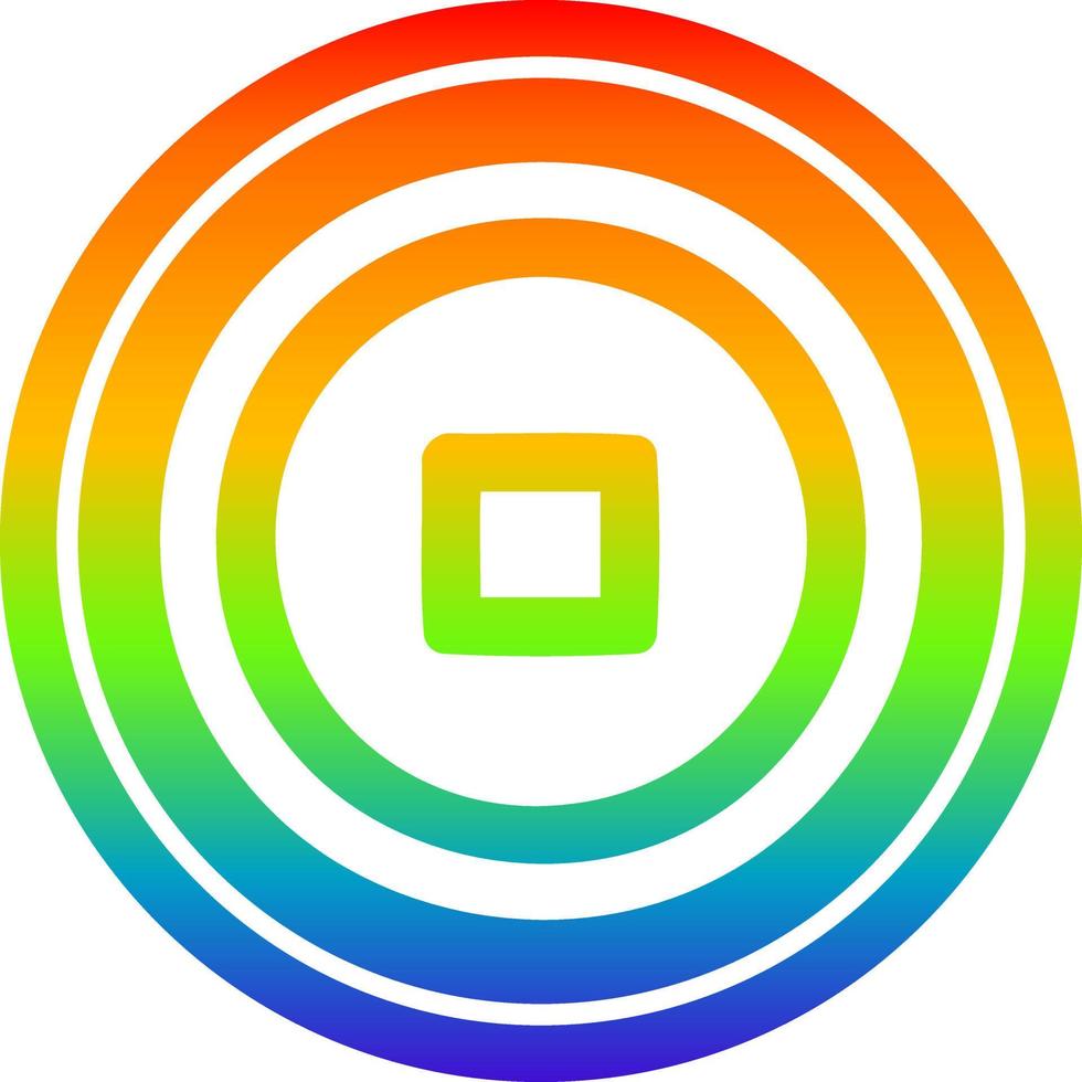 stop button circular in rainbow spectrum vector