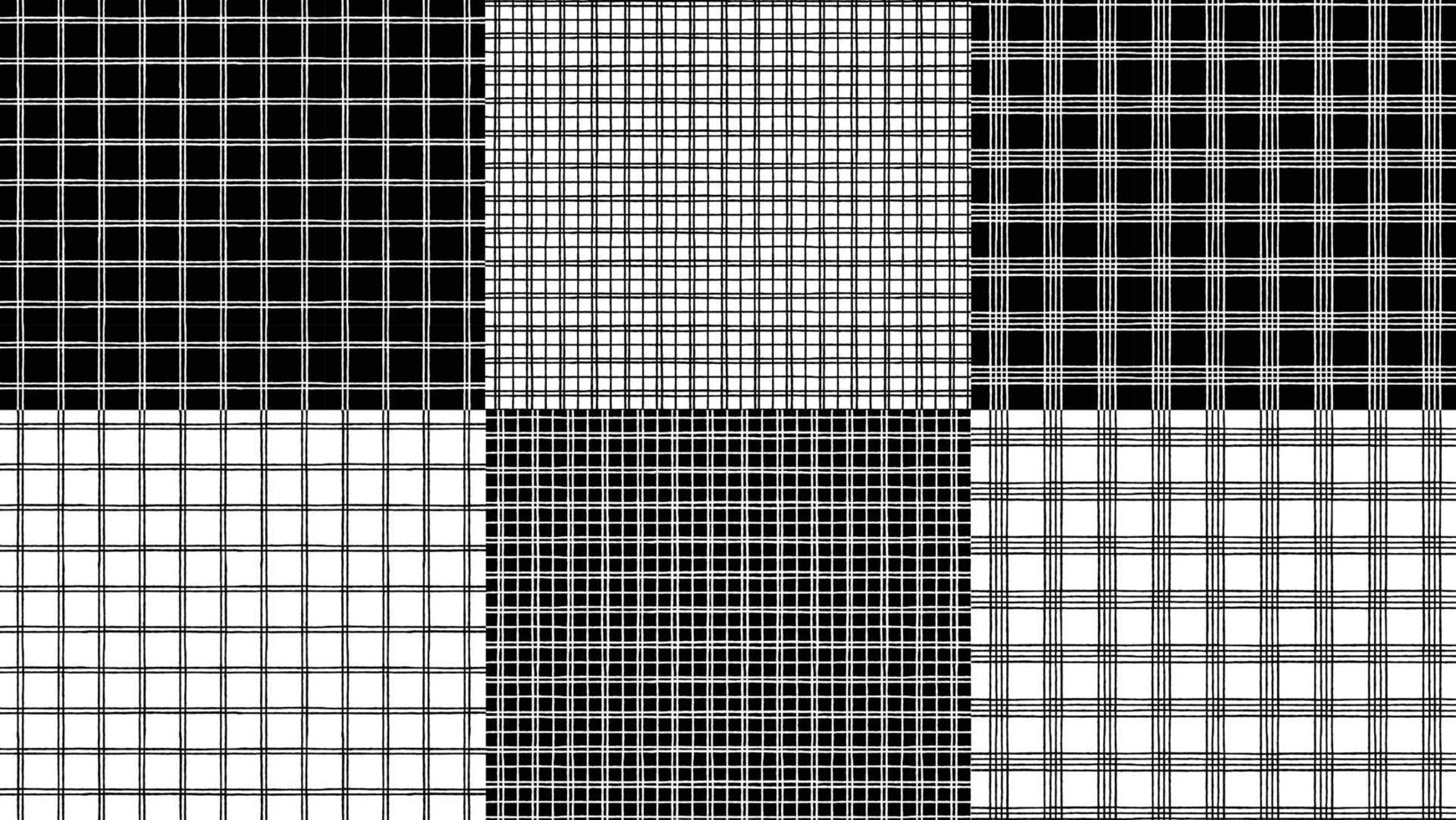 patrones de cuadros inconsútiles de vector blanco negro