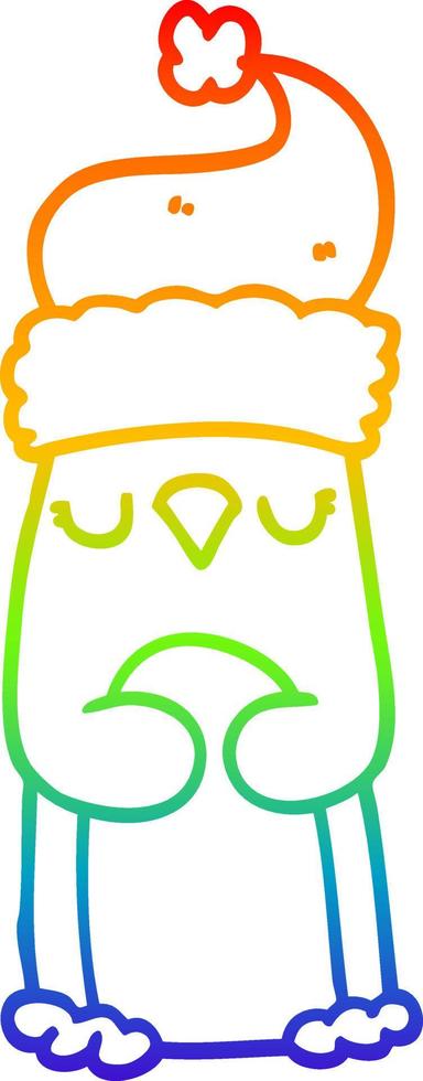 rainbow gradient line drawing cartoon christmas penguin vector