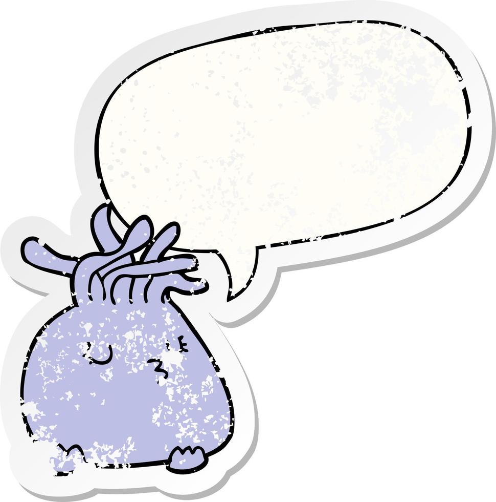 cartoon sea anemone and speech bubble distressed sticker vector