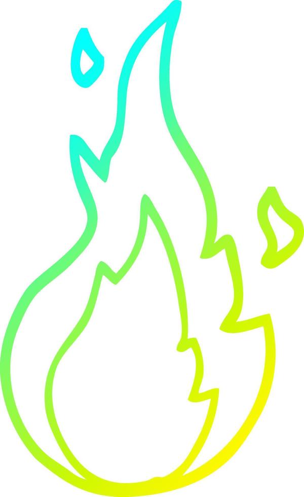 cold gradient line drawing cartoon flame symbol vector