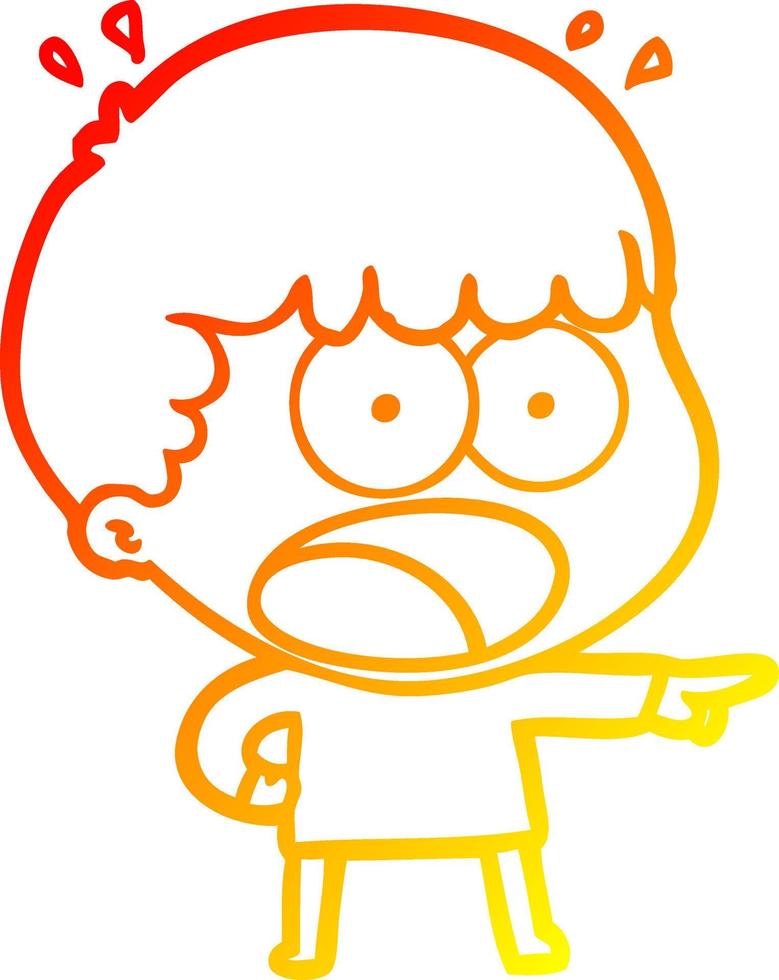 warm gradient line drawing cartoon shocked man pointing vector
