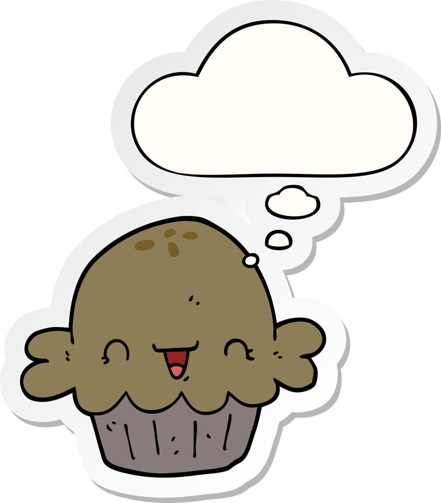 cute cartoon pie and thought bubble as a printed sticker vector