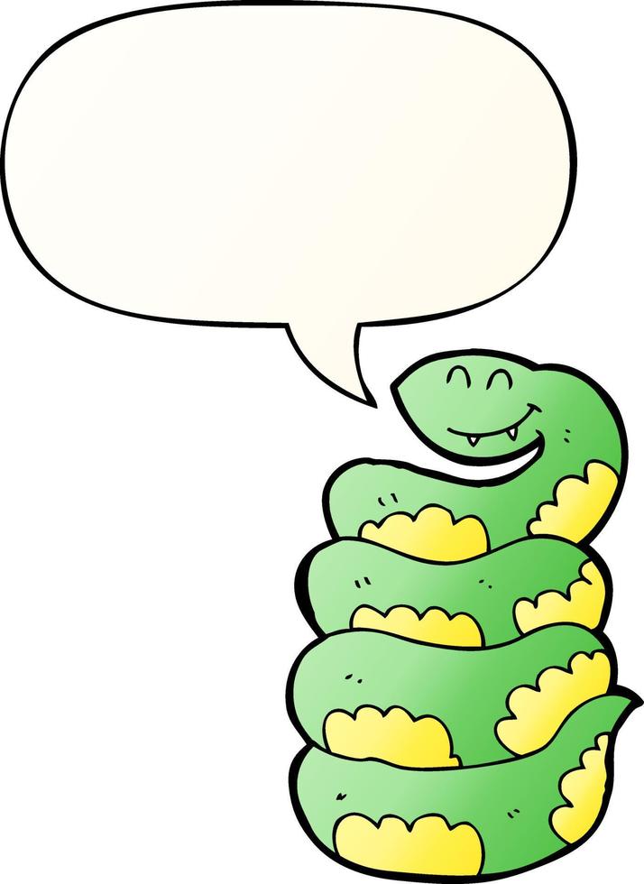 caricatura, serpiente, y, burbuja del discurso, en, suave, gradiente, estilo vector