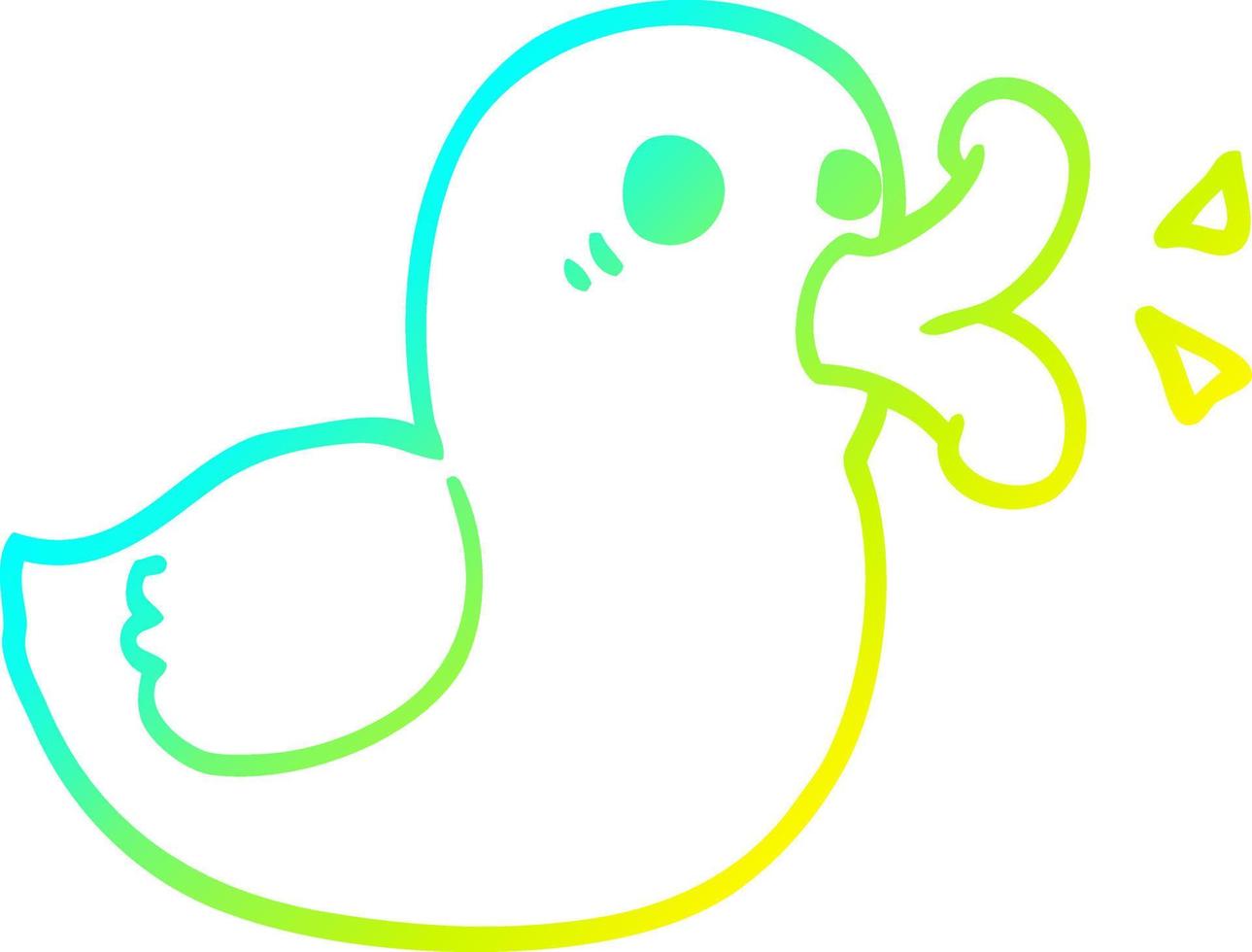 cold gradient line drawing cartoon happy duck vector
