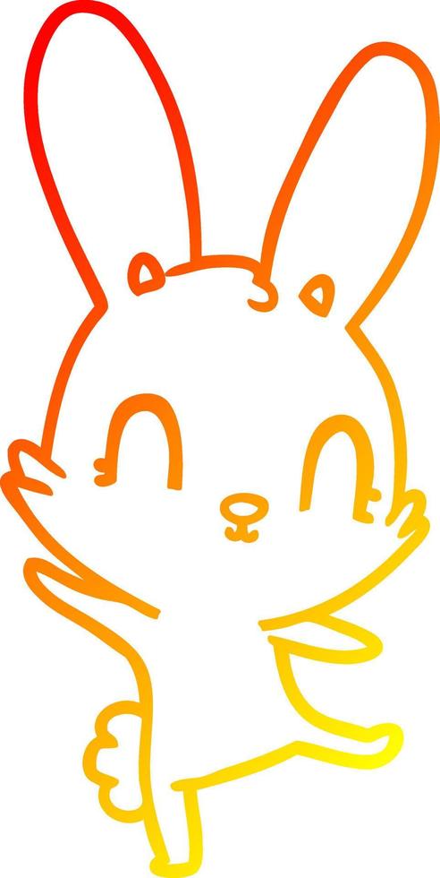 warm gradient line drawing cute cartoon rabbit dancing vector