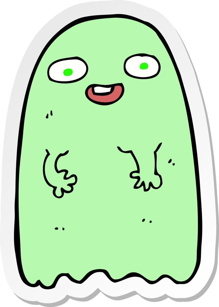 sticker of a funny cartoon ghost vector