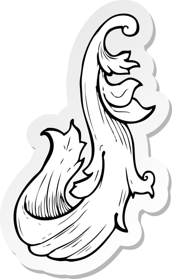 sticker of a traditional hand drawn floral swirl vector
