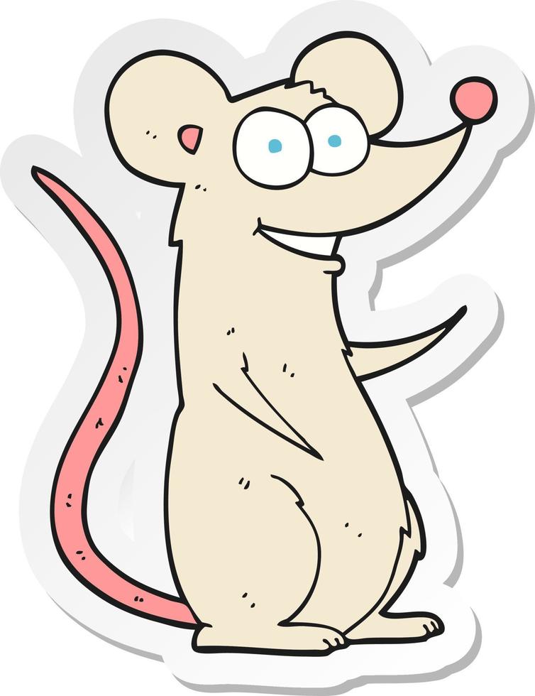 sticker of a cartoon happy mouse vector