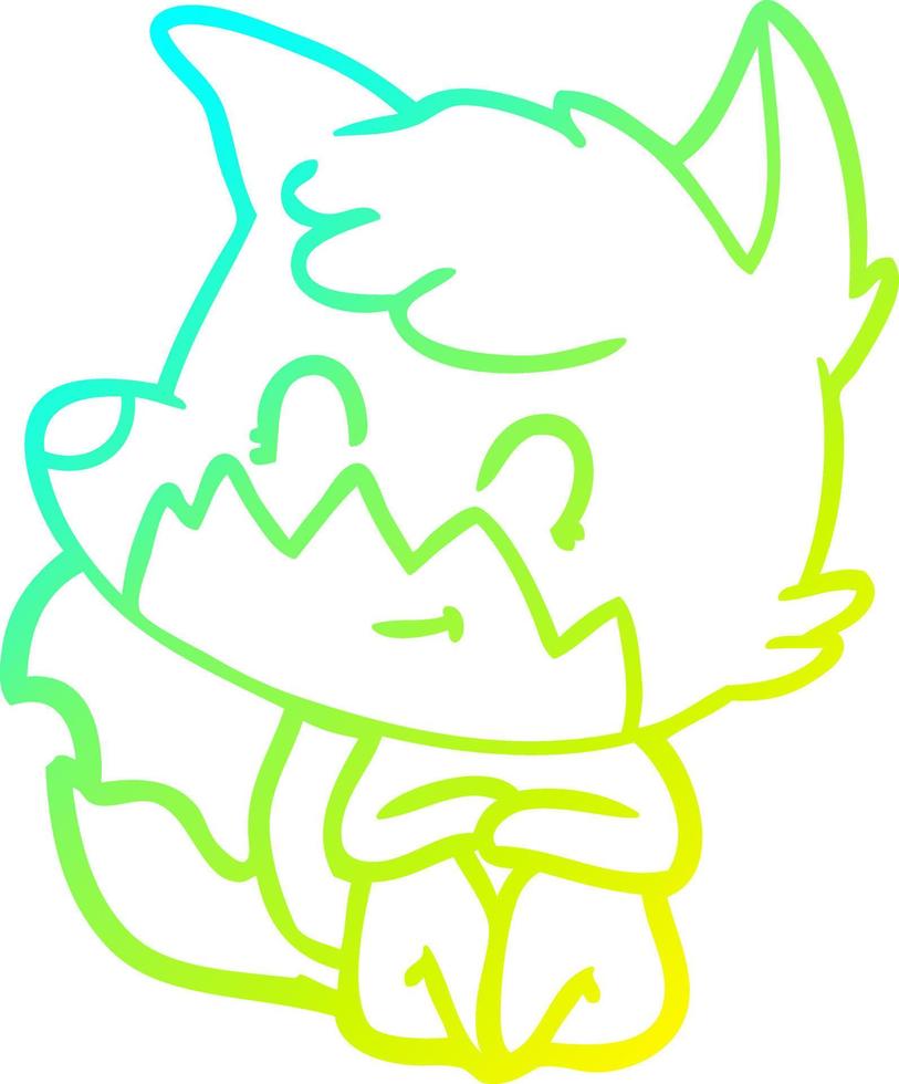 cold gradient line drawing cartoon friendly fox vector