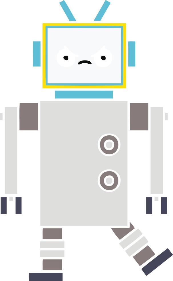 flat color retro cartoon robot vector