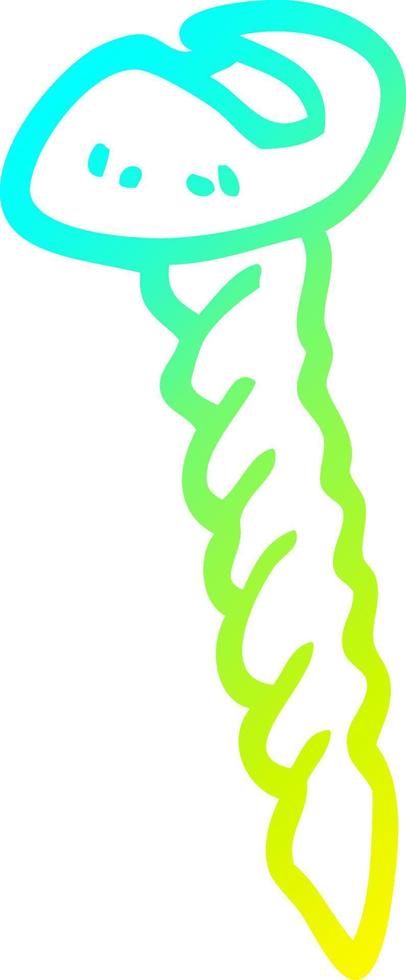cold gradient line drawing cartoon metal screw vector