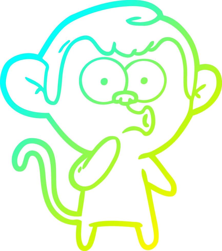 cold gradient line drawing cartoon hooting monkey vector