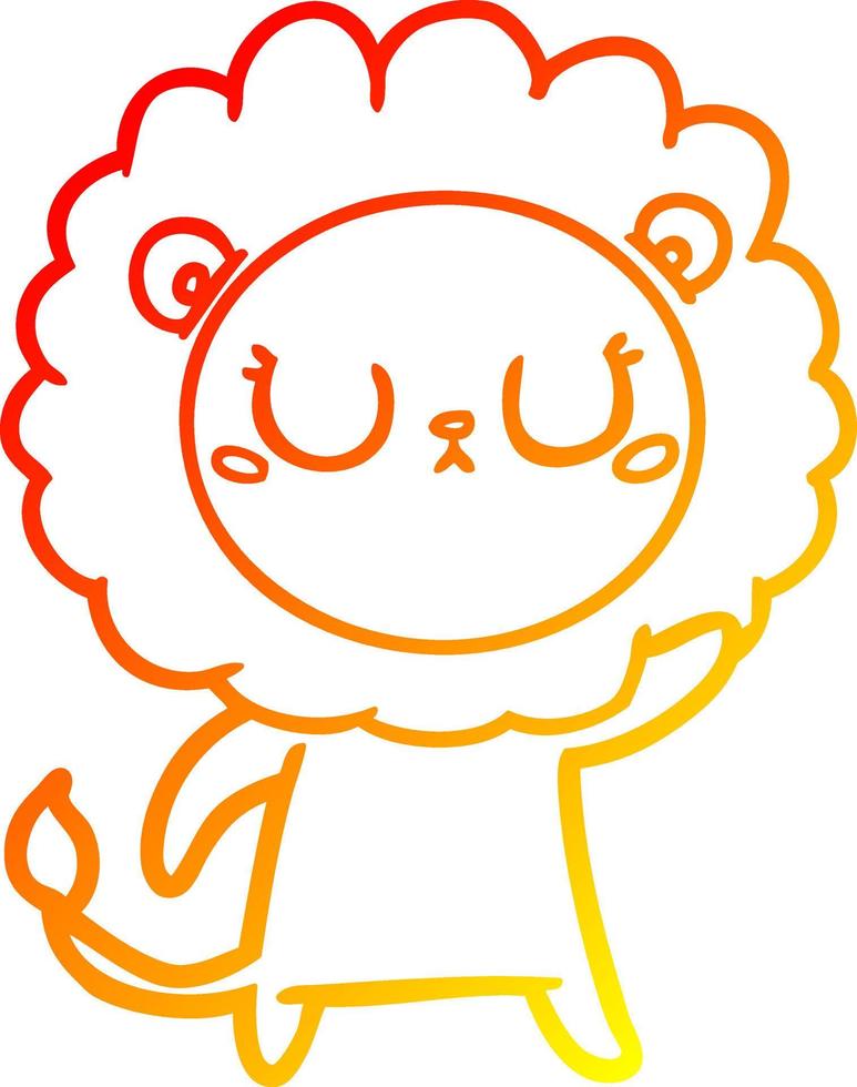 warm gradient line drawing cartoon lion vector