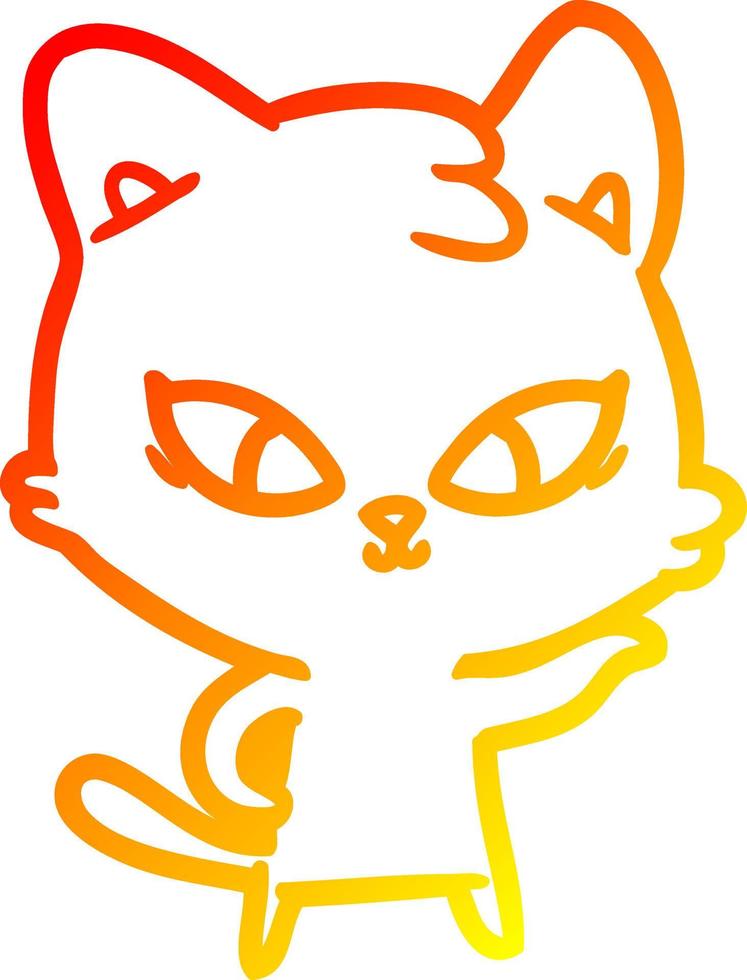 dibujo de línea de gradiente cálido lindo gato de dibujos animados vector