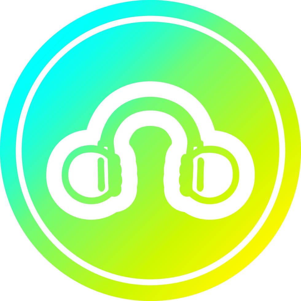 music headphones circular in cold gradient spectrum vector