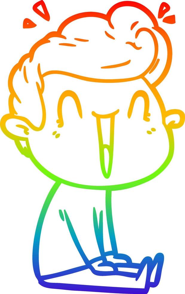 rainbow gradient line drawing cartoon excited man vector