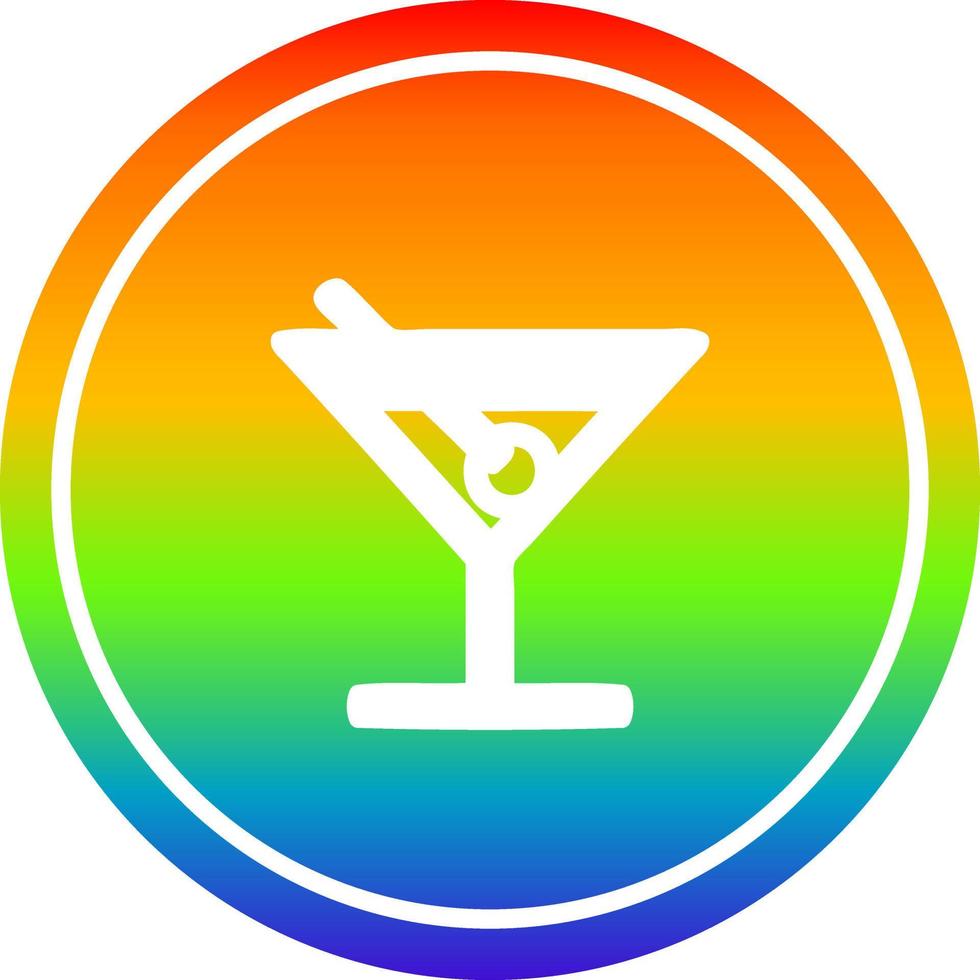 cocktail with olive circular in rainbow spectrum vector