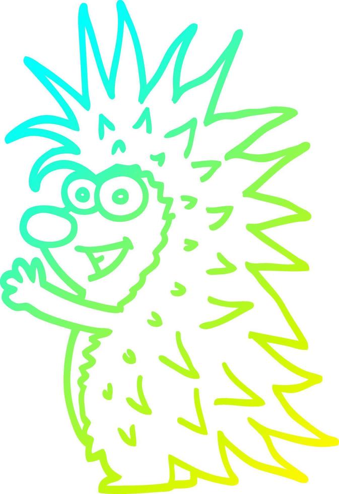 cold gradient line drawing cartoon spiky hedgehog vector