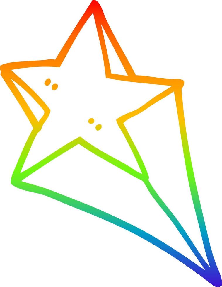 arco iris gradiente línea dibujo dibujos animados estrella fugaz vector
