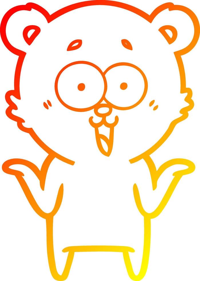 warm gradient line drawing laughing teddy  bear cartoon vector
