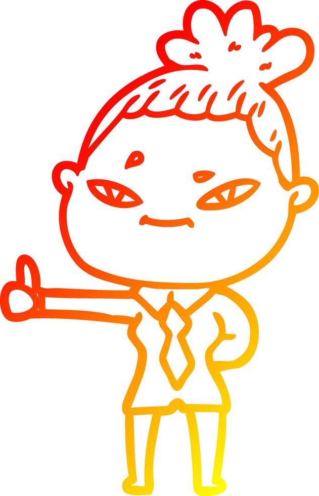 warm gradient line drawing cartoon woman vector