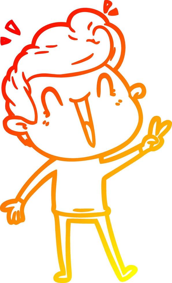 warm gradient line drawing cartoon excited man vector