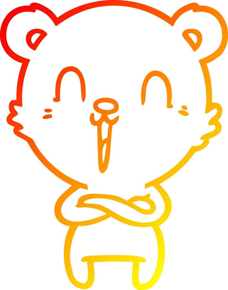 warm gradient line drawing happy cartoon bear vector