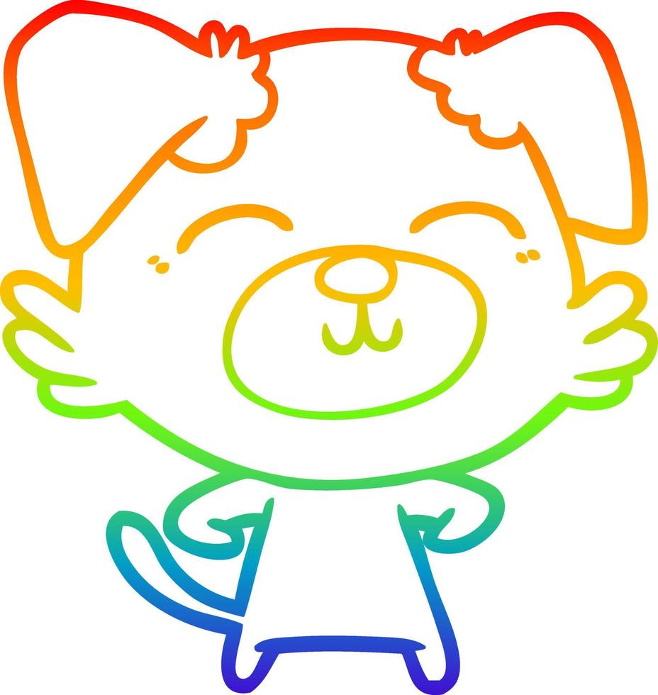 rainbow gradient line drawing cartoon dog vector