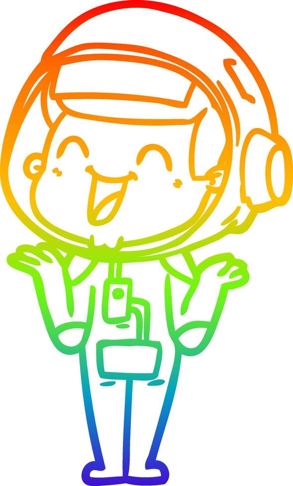 rainbow gradient line drawing happy cartoon astronaut vector