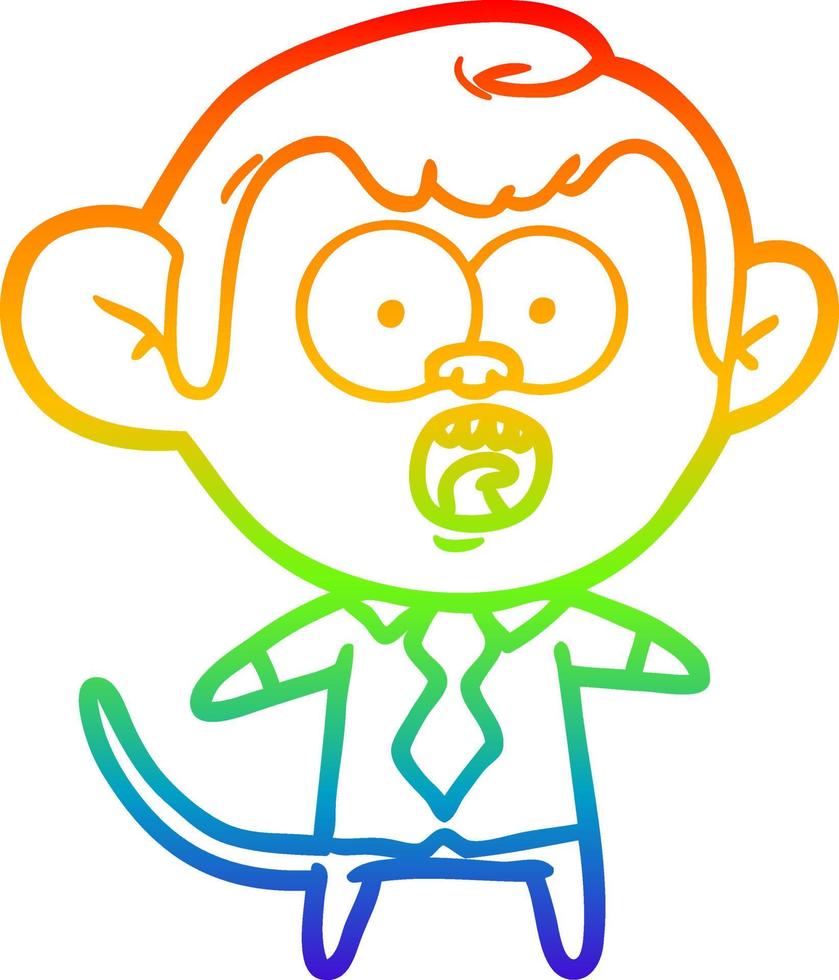 rainbow gradient line drawing cartoon monkey businessman vector