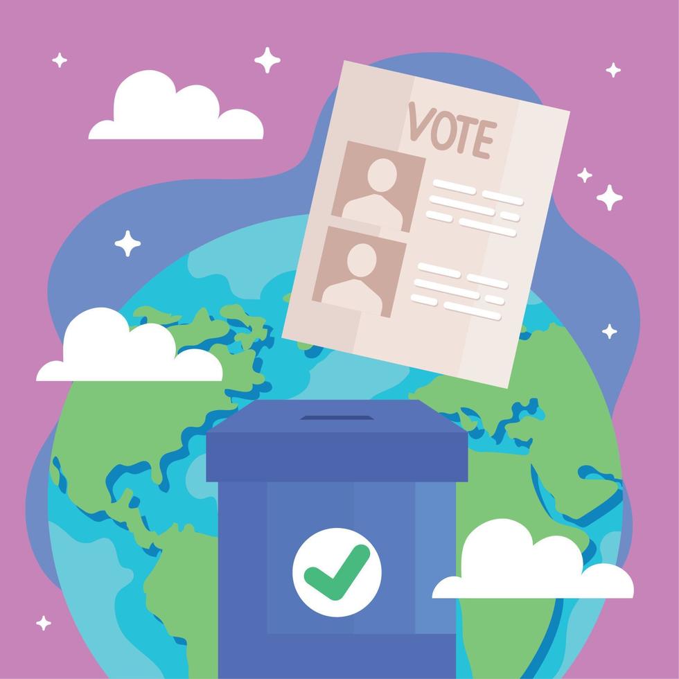 blue vote urn and earth vector