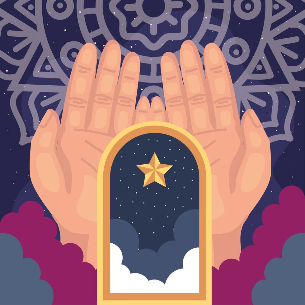 hands with muslim arch vector