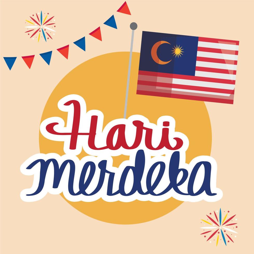 hari merdeka lettering in frame vector