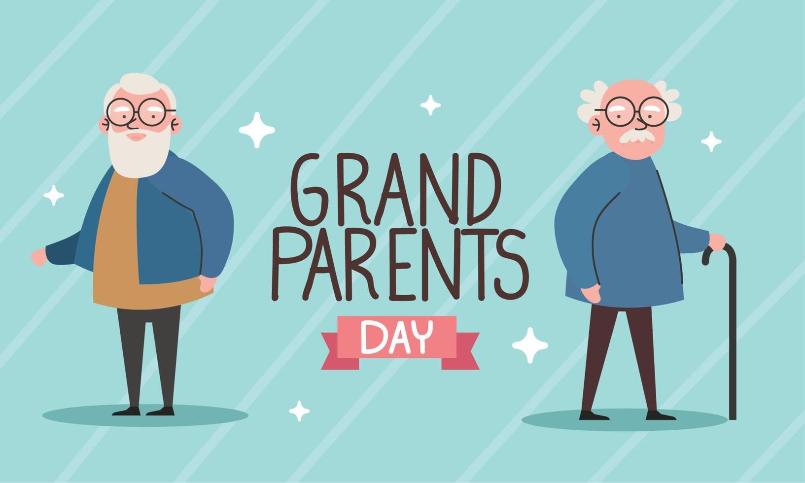 grandparents day lettering with grandfathers vector