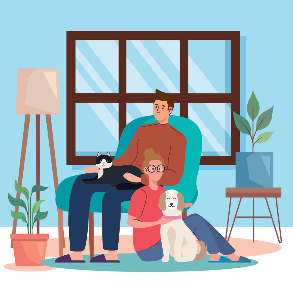 lovers couple and mascots vector