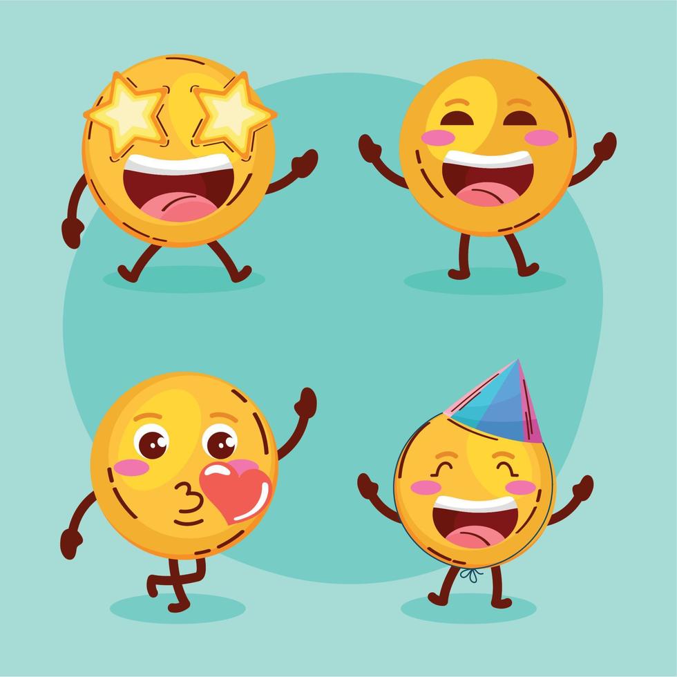 four emojis faces icons vector