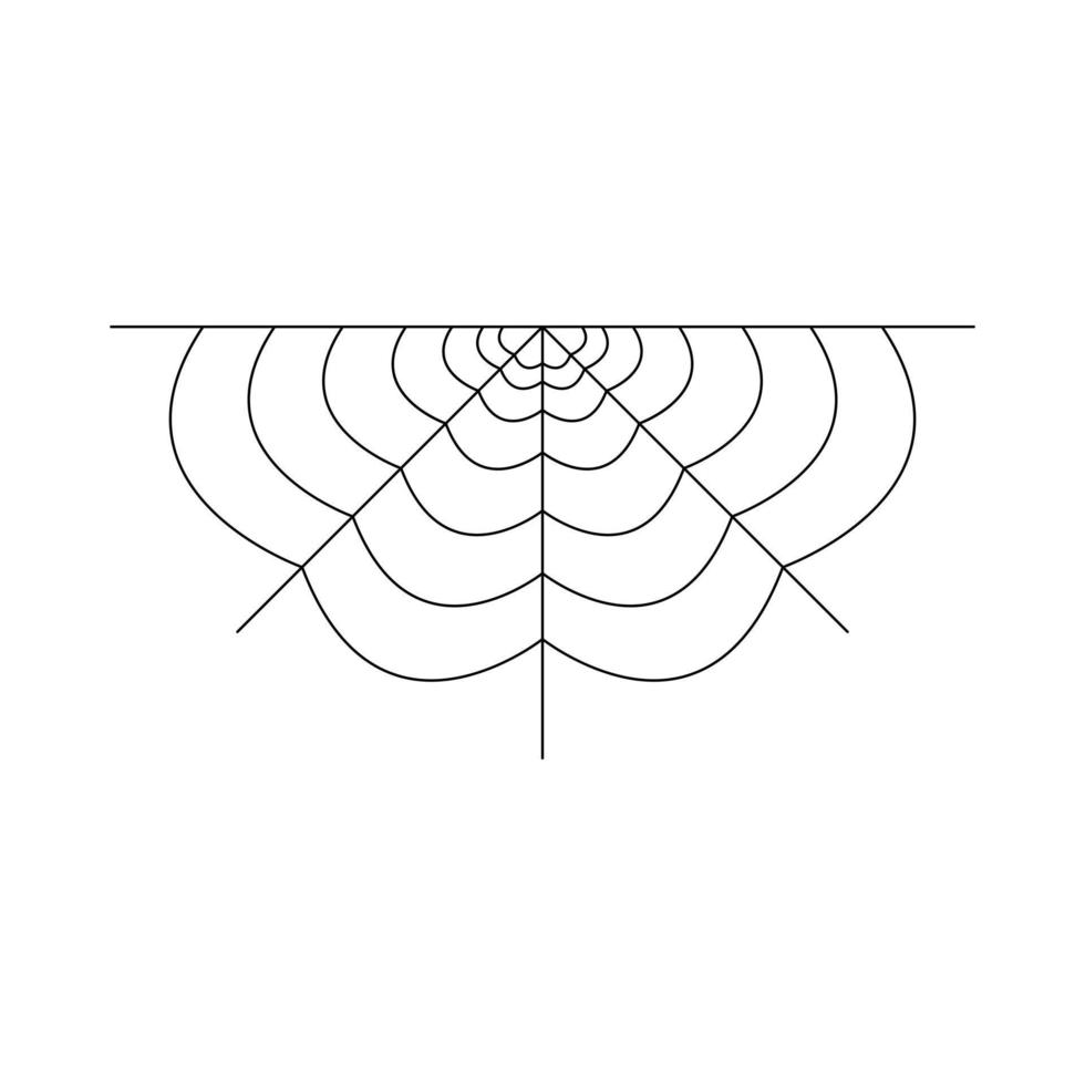 Half spider web isolated on white background. Halloween spiderweb element. Cobweb line style. Vector illustration for any design.