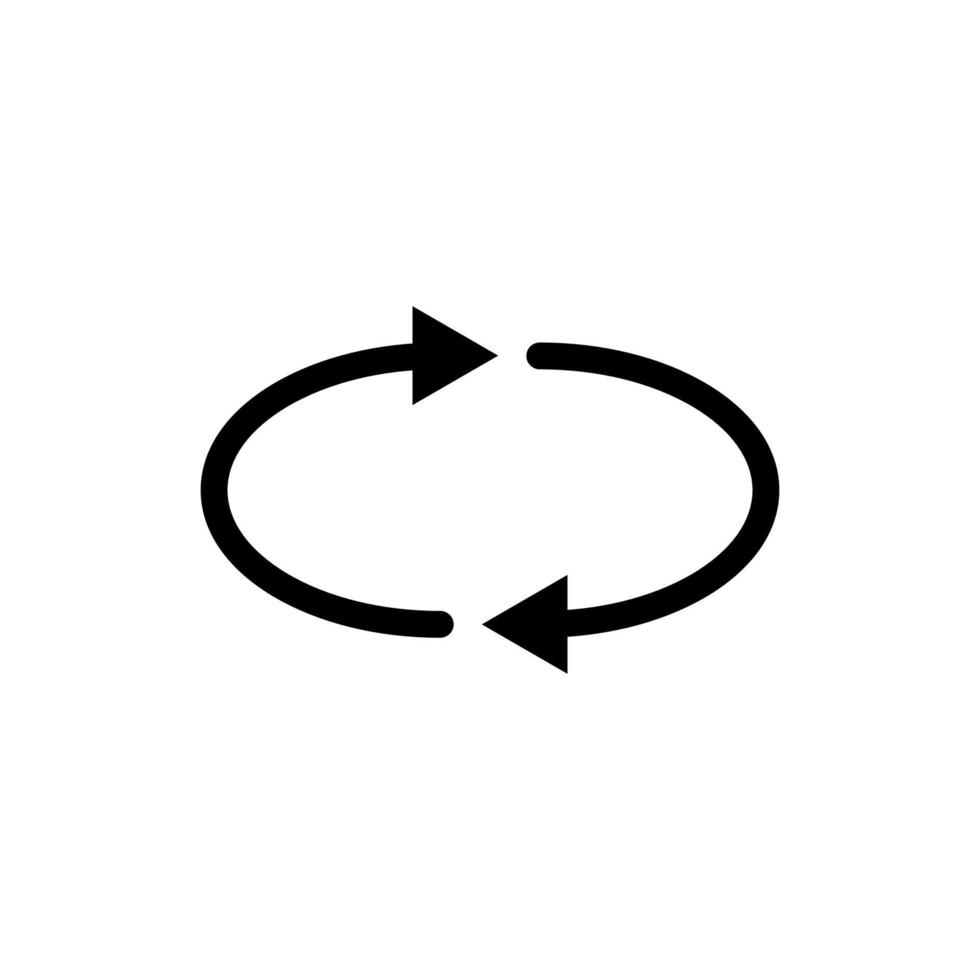 Refresh, reload, repeat Icon. Black simple circle arrows. Vector illustration for design, web, infographic.