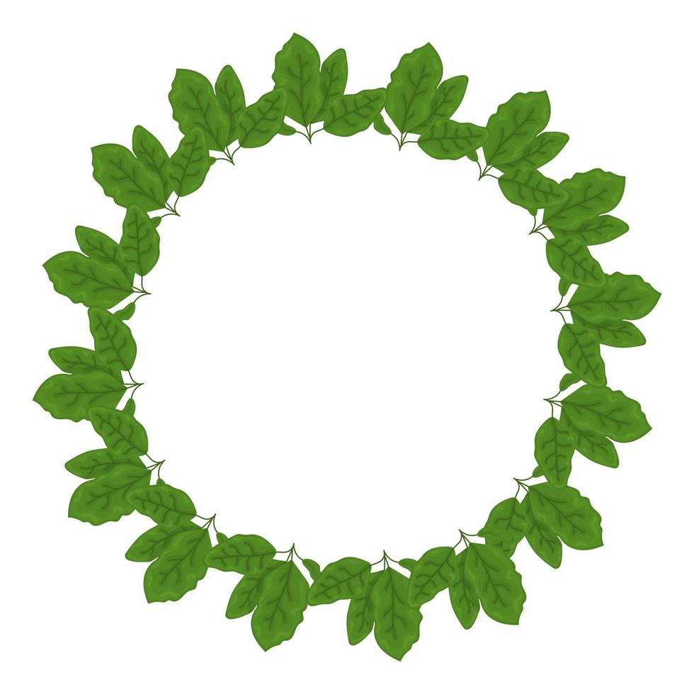 Leaves wreath. Template for wedding invitation. Vector illustration on white background.