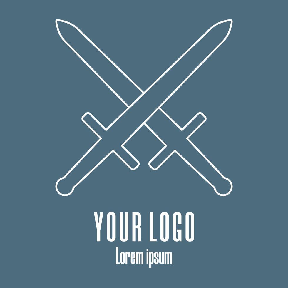 Crossed medieval swords. Design element for logo, emblem. Clean and modern vector illustration.