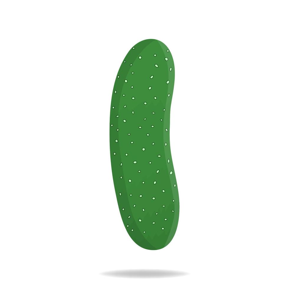 Fresh Cucumber Vegetable isolated on white background. Cucumber Icon for Farm, Market, Recipe Design. Organic Food. Cartoon Style. Vector illustration for Your Design, Web.
