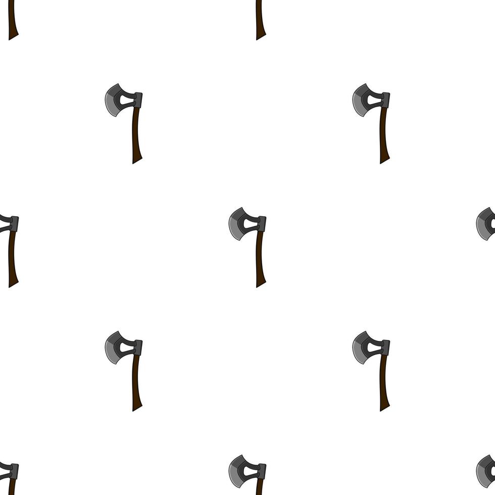 Seamless pattern with cartoon axes on white background. Carpentry service. Medieval axe. Vector illustration.